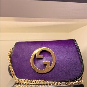 Gucci Purple Calf Hair BlondieShoulder Bag with Gold Hardware